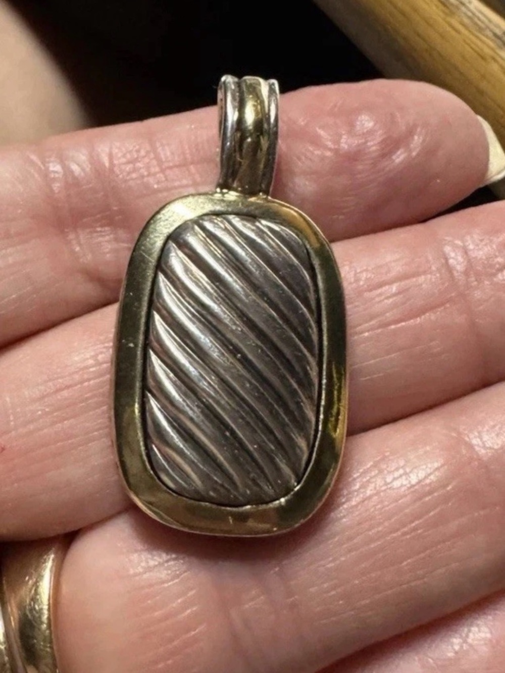 David Yurman cable pendant enhancer SS & 18k Gold Pendant